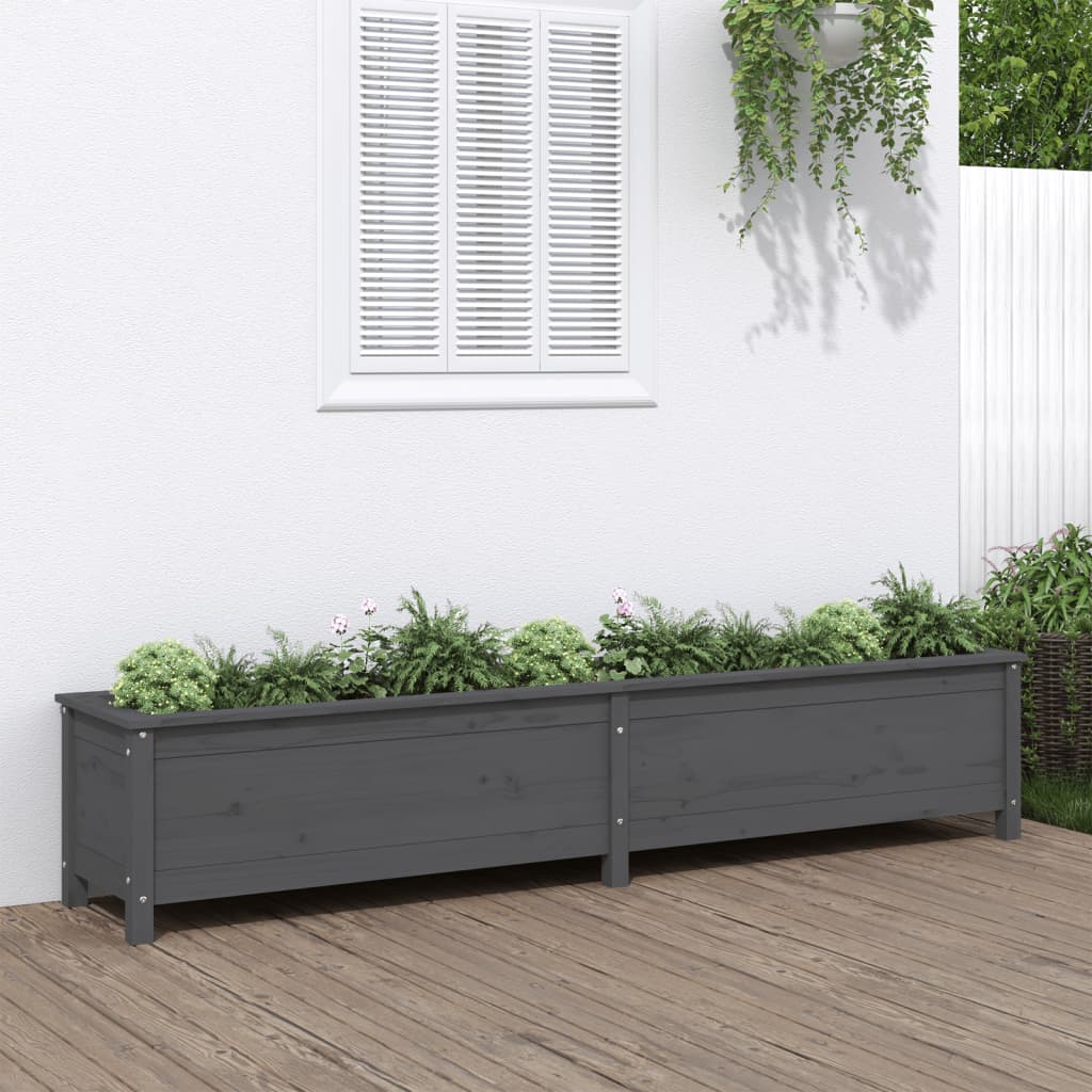 Vidaxl Planter élevé 199.5x40x39 cm en pin solide gris