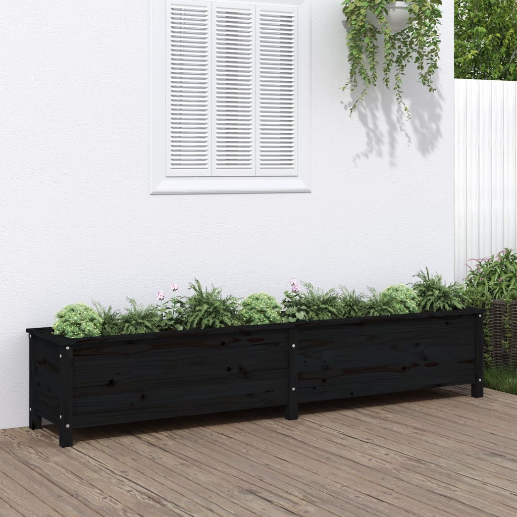 Vidaxl Planning Box Souget 199.5x40x39 cm Pine Solid Black