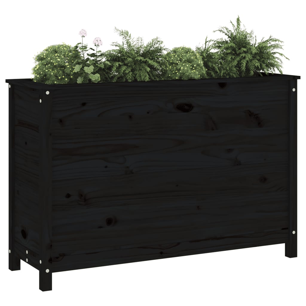 Vidaxl Planter élevé 119.5x40x78 cm en pin solide noir