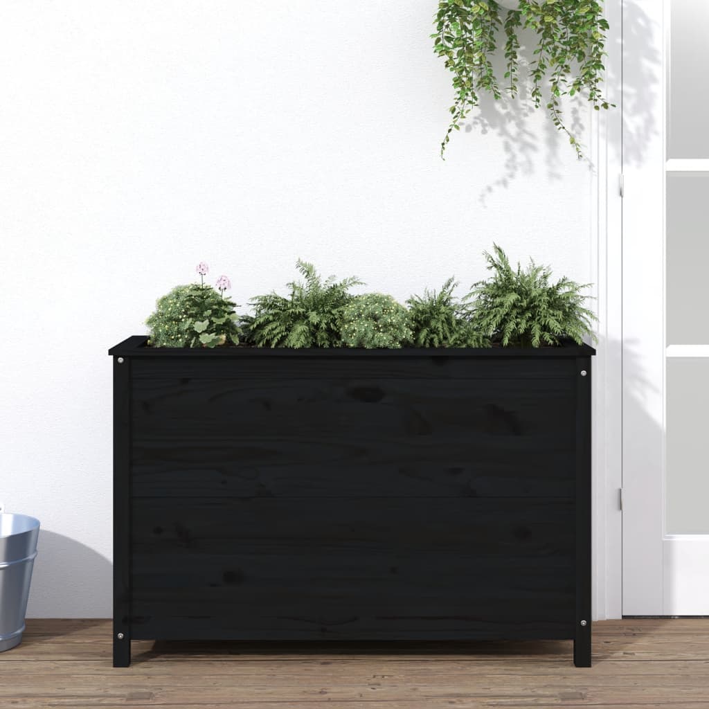 Vidaxl Planter élevé 119.5x40x78 cm en pin solide noir