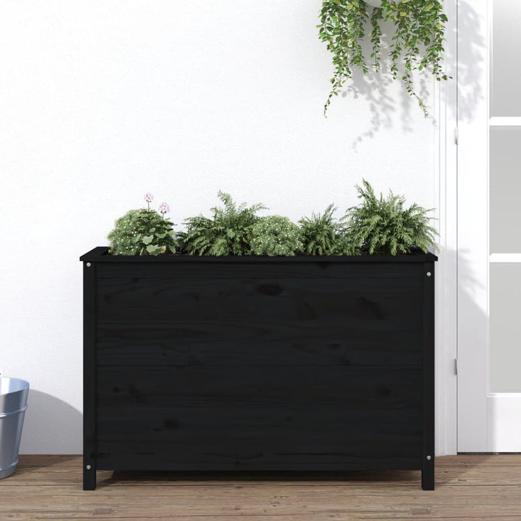 Vidaxl Planter élevé 119.5x40x78 cm en pin solide noir