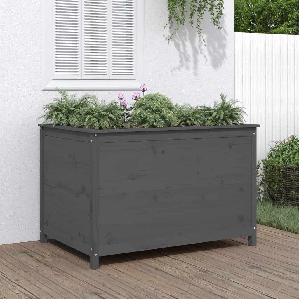 Vidaxl Planter surélevé 119.5x82.5x78 cm Gris gris de pin massif