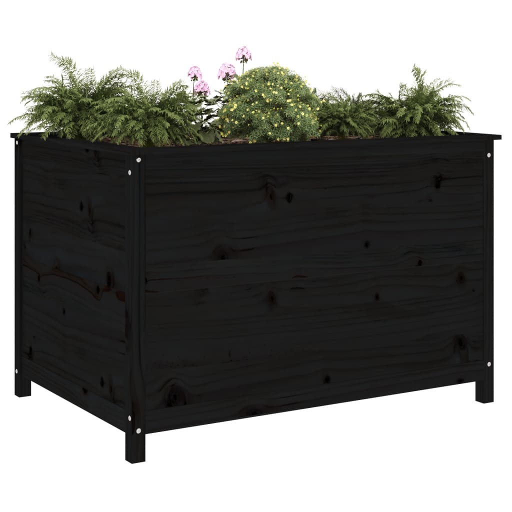 Vidaxl Planter élevé 119.5x82.5x78 cm Bois de pin massif noir