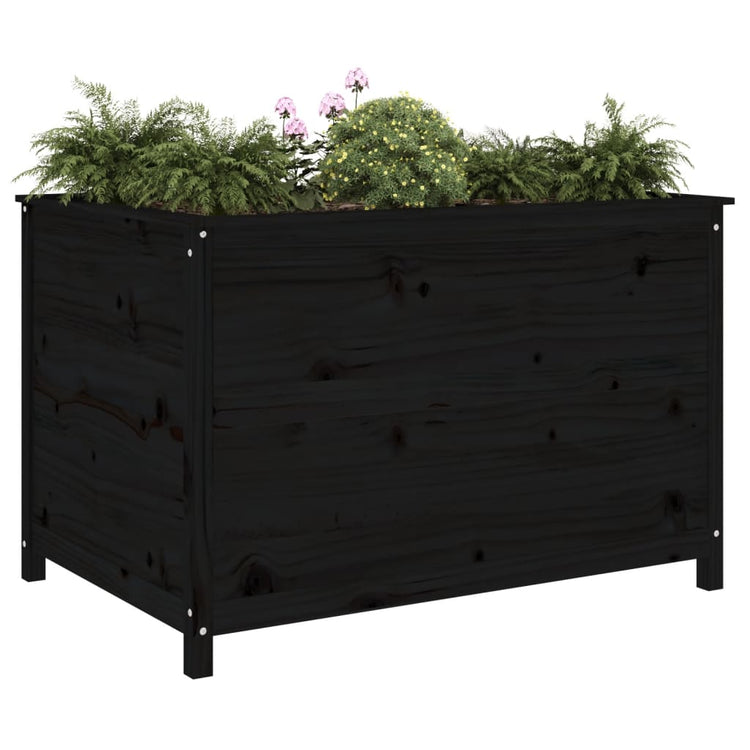 Vidaxl Planter élevé 119.5x82.5x78 cm Bois de pin massif noir