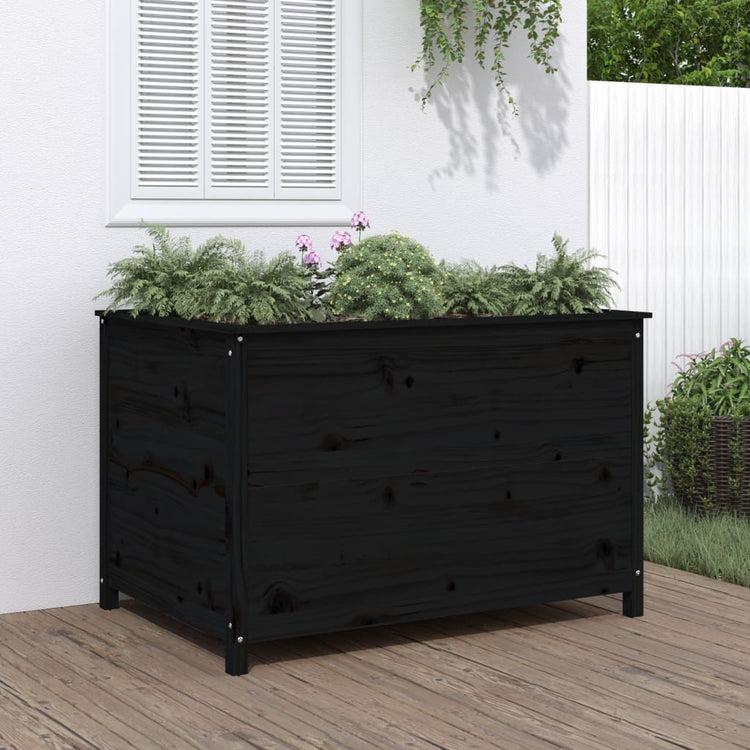 Vidaxl Planter élevé 119.5x82.5x78 cm Bois de pin massif noir