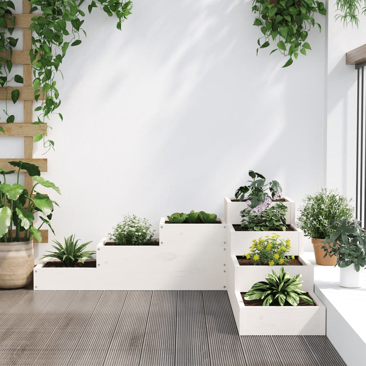 Vidaxx jardinière 4 couches 106x104,5x36 cm bois de pin massif blanc