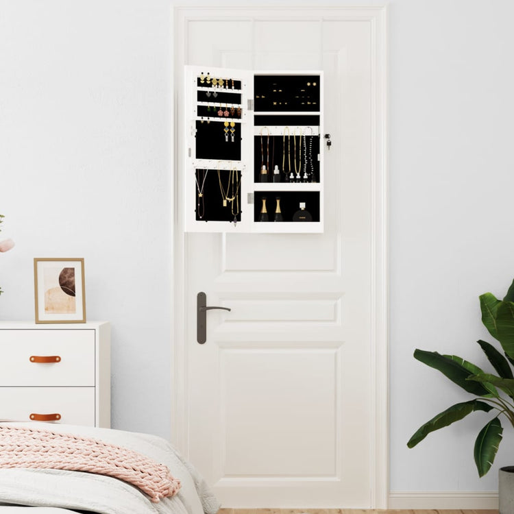 Vidaxl Jewelry Armoire avec mur de miroir - 30x8,5x67 cm blanc