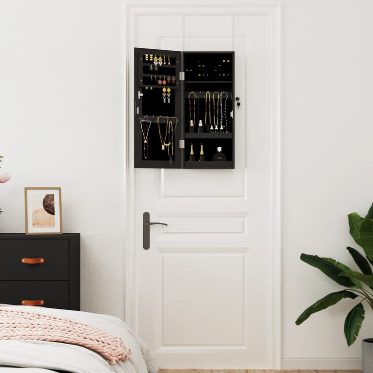 Vidaxl Jewelry Armoire avec mur de miroir - 30x8,5x67 cm noir