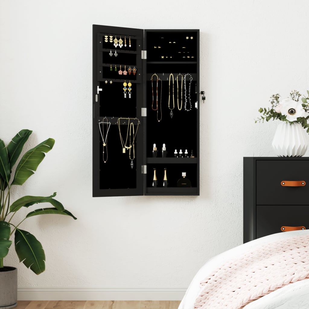 Vidaxl Jewelry Armoire avec mur de miroir - 30x8,5x90 cm.