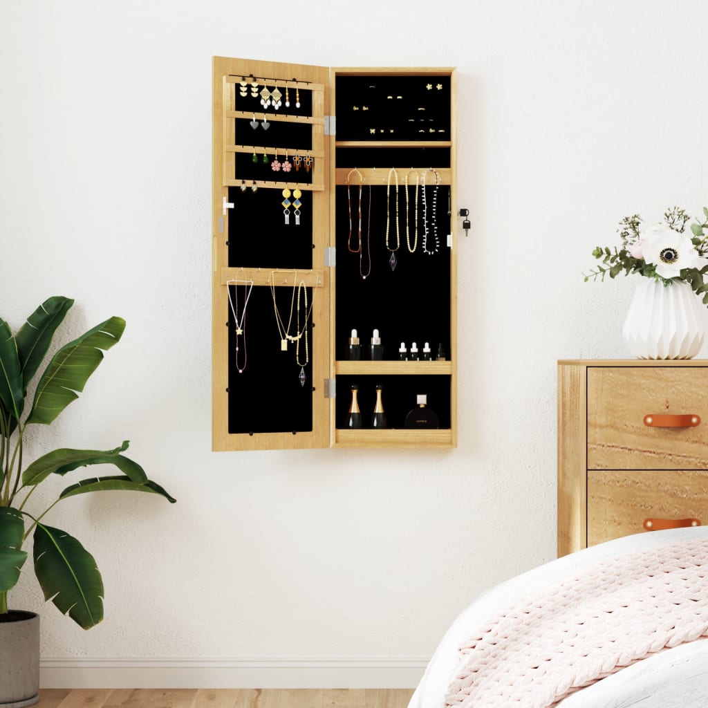 Vidaxl Jewelry Armoire avec mur de miroir - 30x8,5x90 cm en blanc