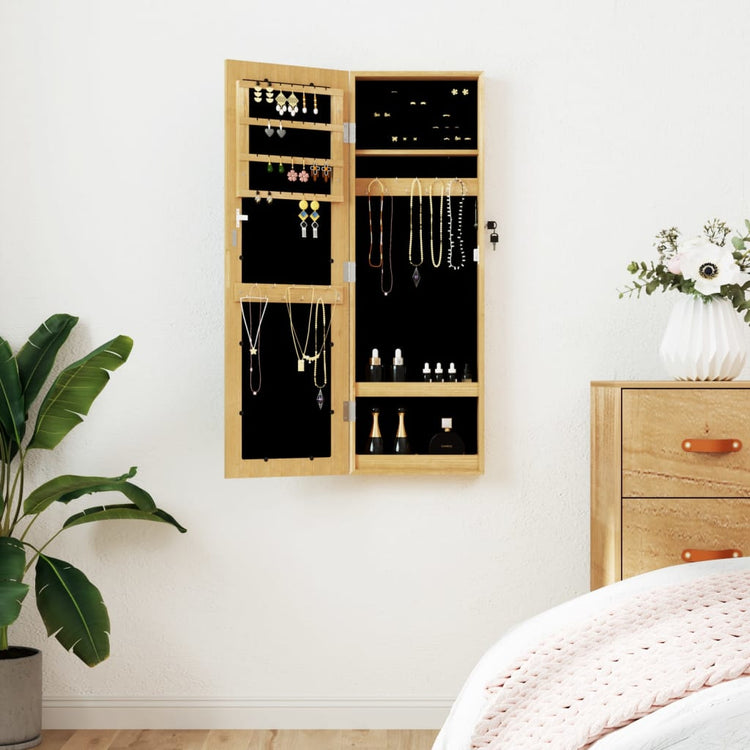 Vidaxl Jewelry Armoire avec mur de miroir - 30x8,5x90 cm en blanc