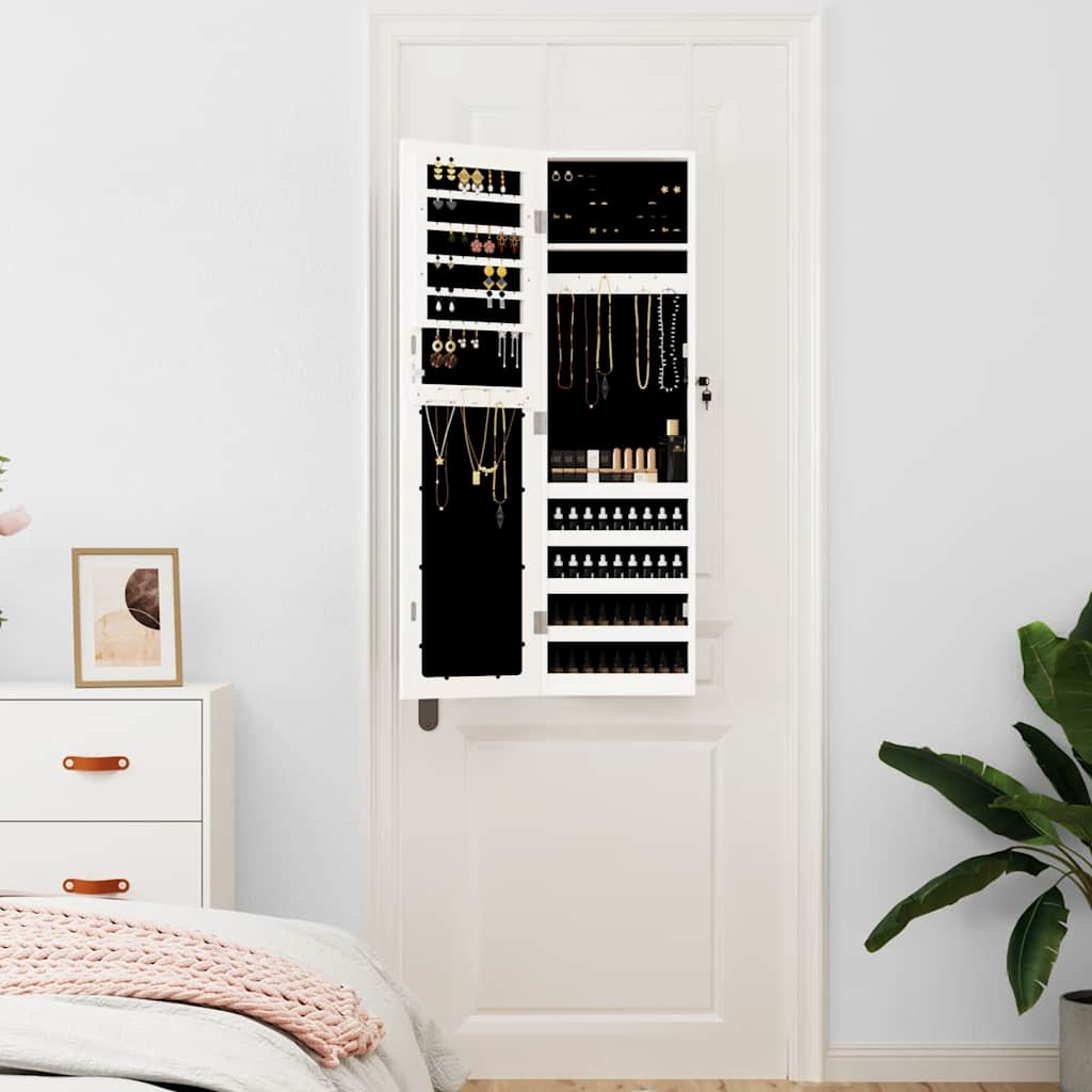 Vidaxl Jewelry Armoire avec mur de miroir - 30x8.5x106 cm blanc