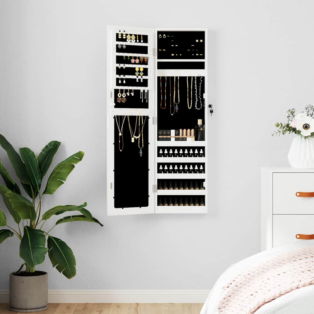Vidaxl Jewelry Armoire avec mur de miroir - 30x8.5x106 cm blanc
