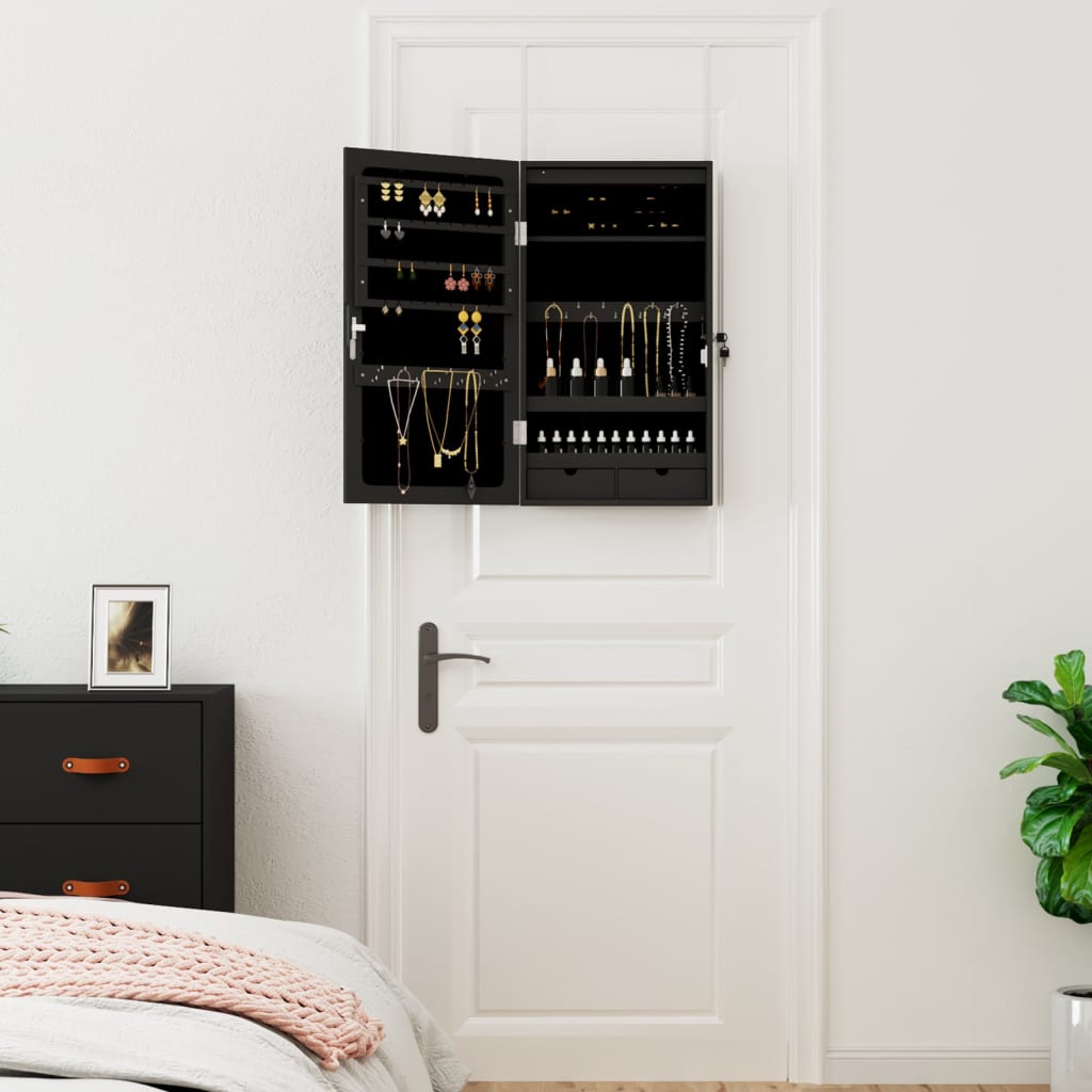 Armoire de bijoux vidaxl avec miroir et mur à LED - noir morte