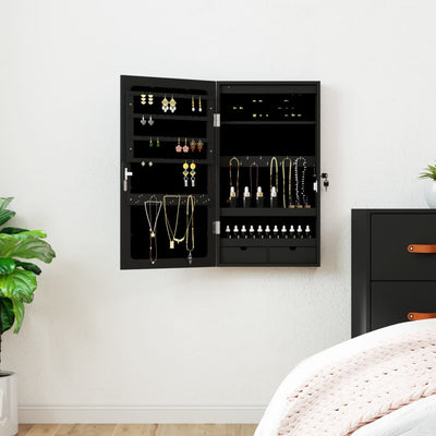 Armoire de bijoux vidaxl avec miroir et mur à LED - noir morte