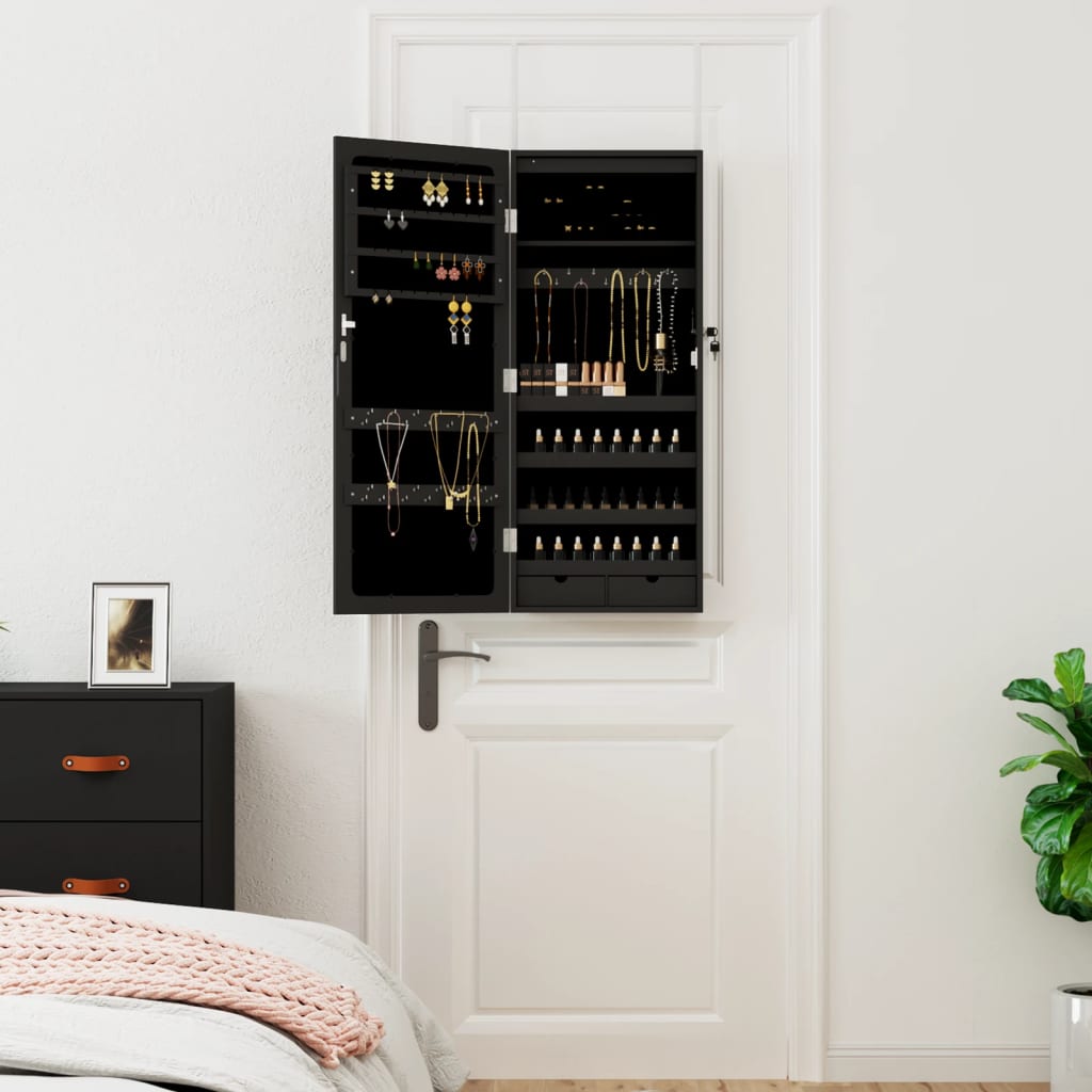 Armoire de bijoux vidaxl avec miroir et mur à LED - noir morte