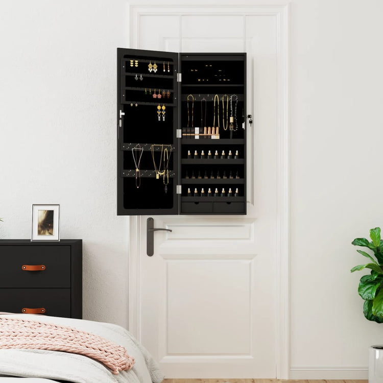 Armoire de bijoux vidaxl avec miroir et mur à LED - noir morte