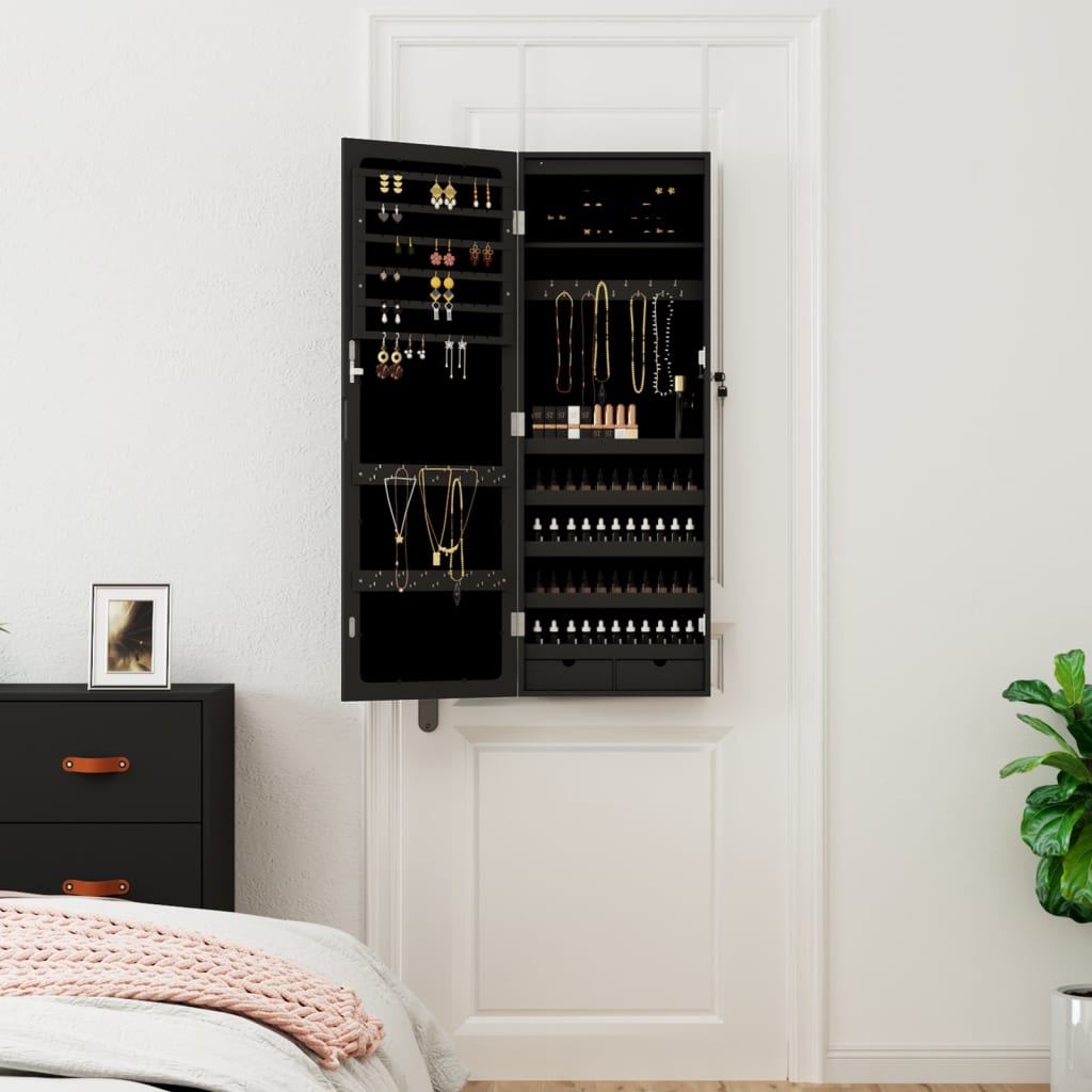 Armoire de bijoux vidaxl avec miroir et mur à LED - noir morte