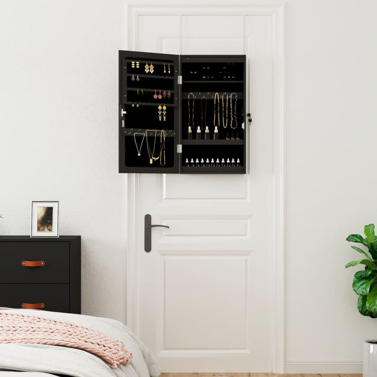 Armoire de bijoux vidaxl avec miroir et mur à LED - noir morte