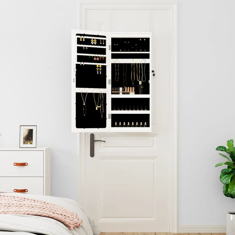 Vidaxl Jewelry Armoire avec miroir et mur à LED - blanc moulu blanc