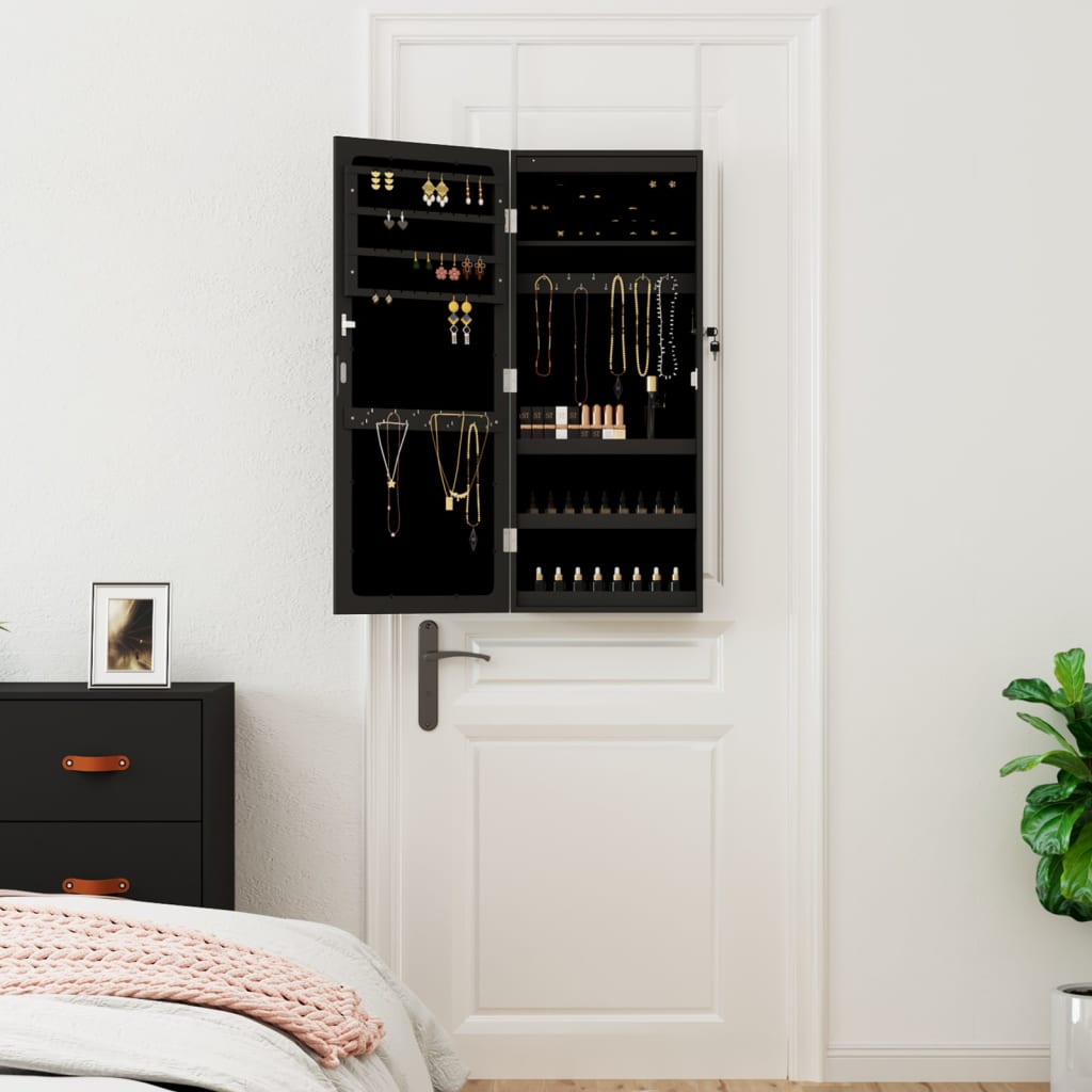 Armoire de bijoux vidaxl avec miroir et mur à LED - noir morte