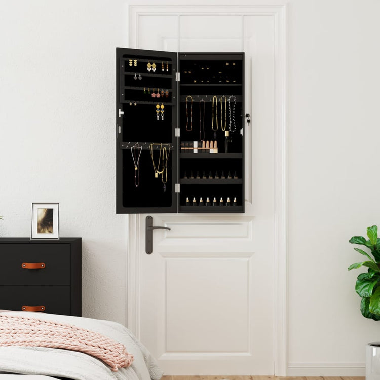 Armoire de bijoux vidaxl avec miroir et mur à LED - noir morte