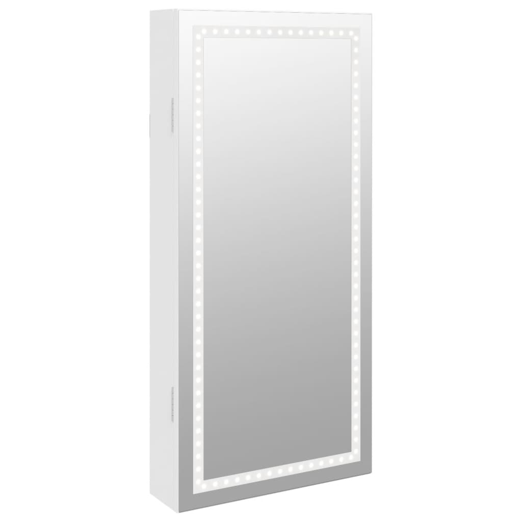Vidaxl Jewelry Armoire avec miroir et mur à LED - blanc moulu blanc