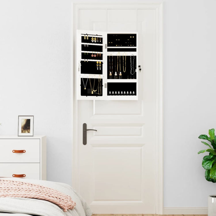 Vidaxl Jewelry Armoire avec miroir et mur à LED - blanc moulu blanc