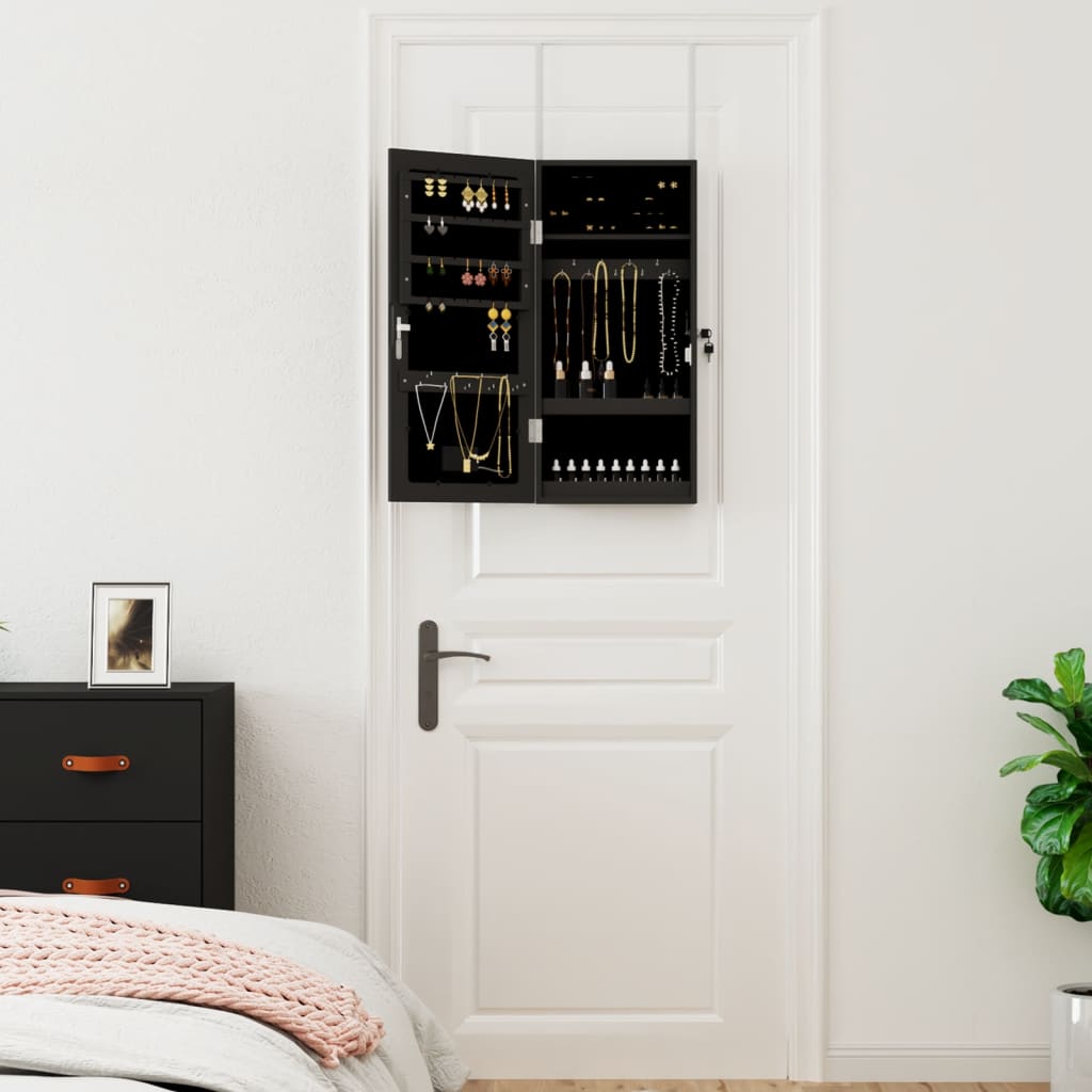 Armoire de bijoux vidaxl avec miroir et mur à LED - noir morte