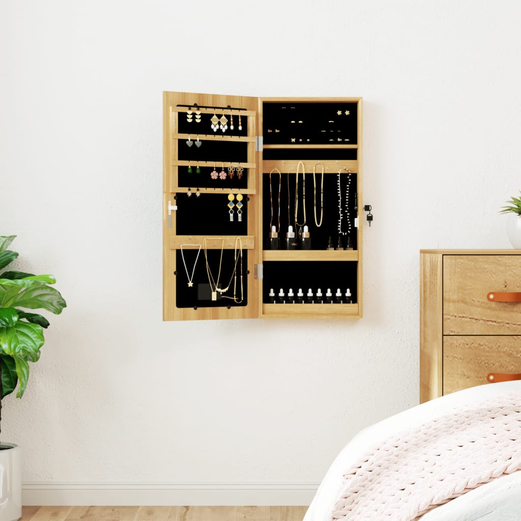 Vidaxl Jewelry Armoire avec miroir et mur à LED -Mount