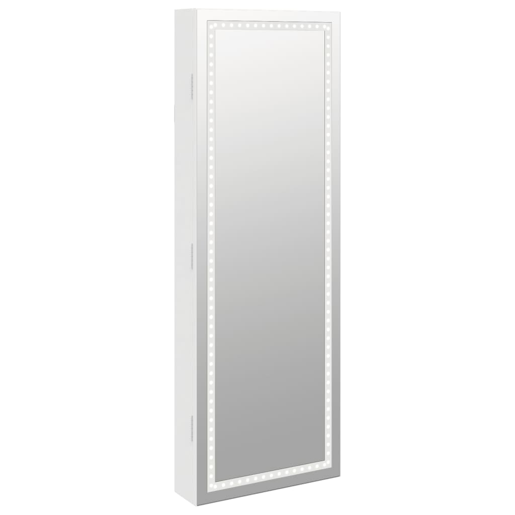 Vidaxl Jewelry Armoire avec miroir et mur à LED - blanc moulu blanc