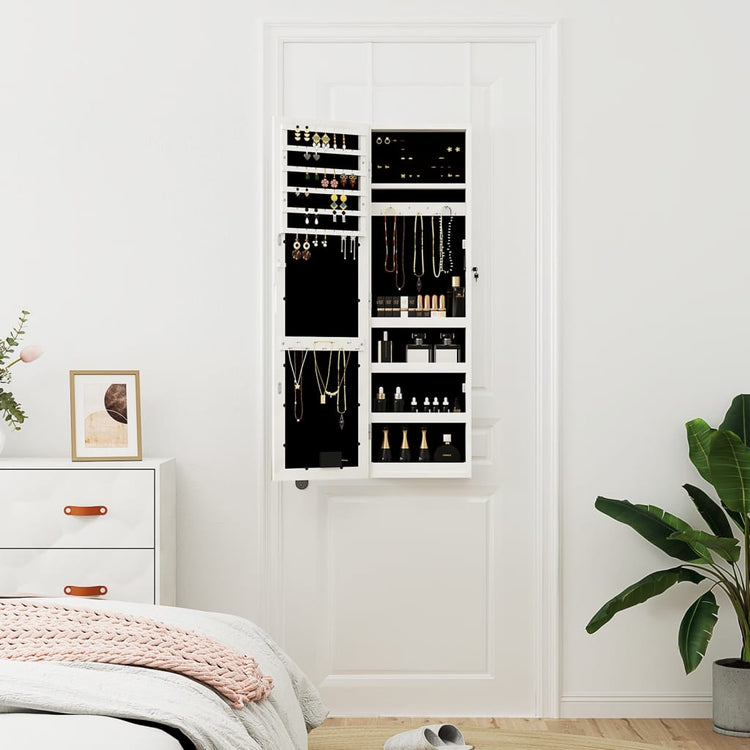 Vidaxl Jewelry Armoire avec miroir et mur à LED - blanc moulu blanc