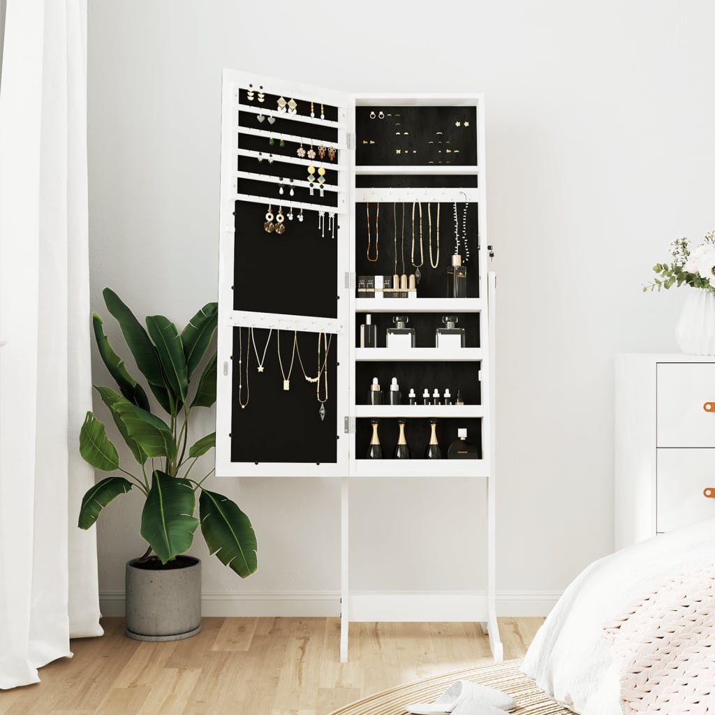 Vidaxl Jewelry Armoire avec miroir détaché 42x38x152 cm blanc