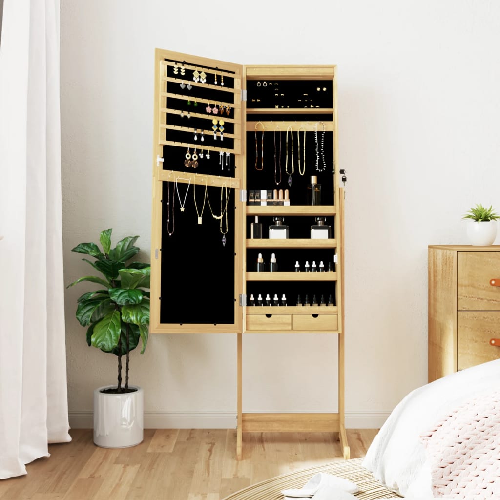 Vidaxl Jewelry Armoire avec miroir et éclairage LED autoportant
