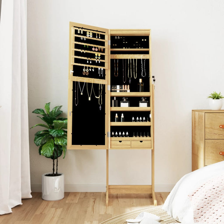 Vidaxl Jewelry Armoire avec miroir et éclairage LED autoportant