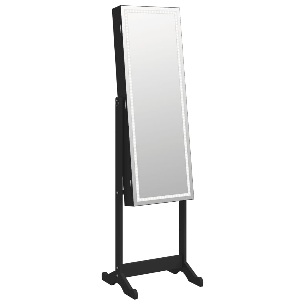 Armoire de bijoux vidaxl avec miroir et éclairage LED noir autonome