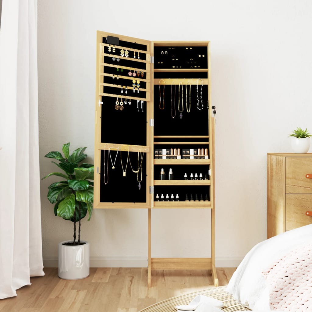 Vidaxl Jewelry Armoire avec miroir et éclairage LED autoportant