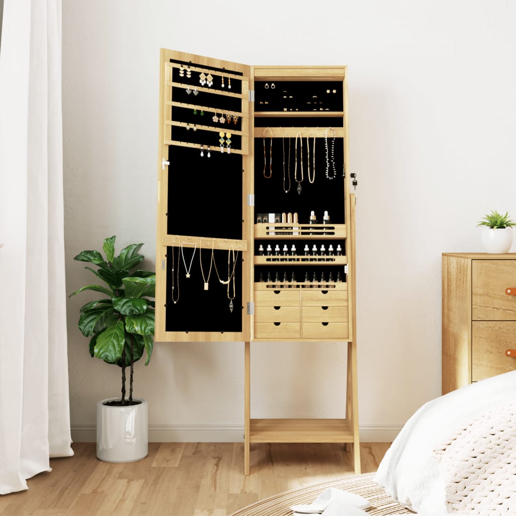Vidaxl Jewelry Armoire avec miroir et éclairage LED autoportant