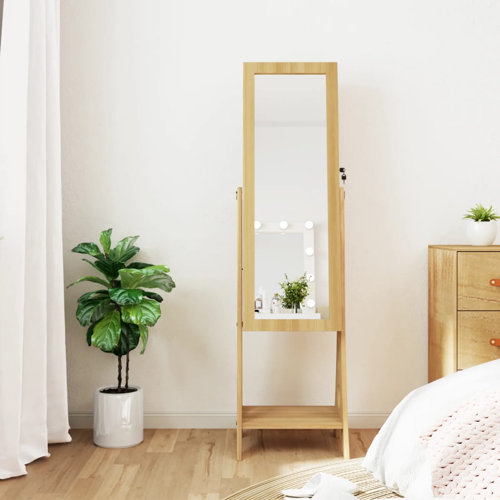 Vidaxl Jewelry Armoire avec miroir et éclairage LED autoportant