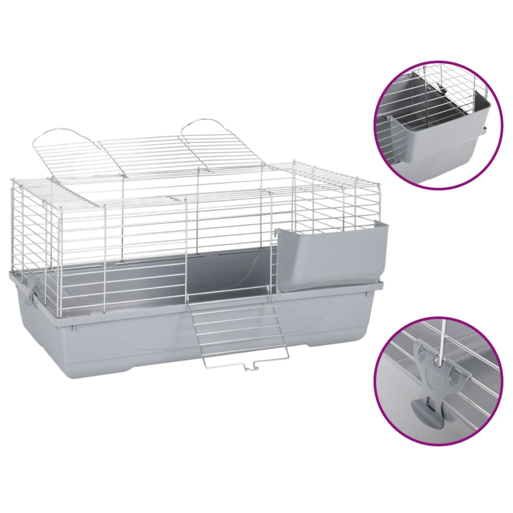 Vidaxl Animal Loft Small Animals 80x45x39 cm Polypropène et gris métallique