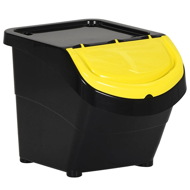 Bacs de déchets vidaxl avec couvercles empilables 3 st pp 78 l noir