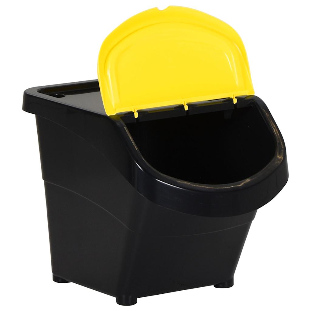 Bacs de déchets vidaxl avec couvercles empilables 3 st pp 78 l noir