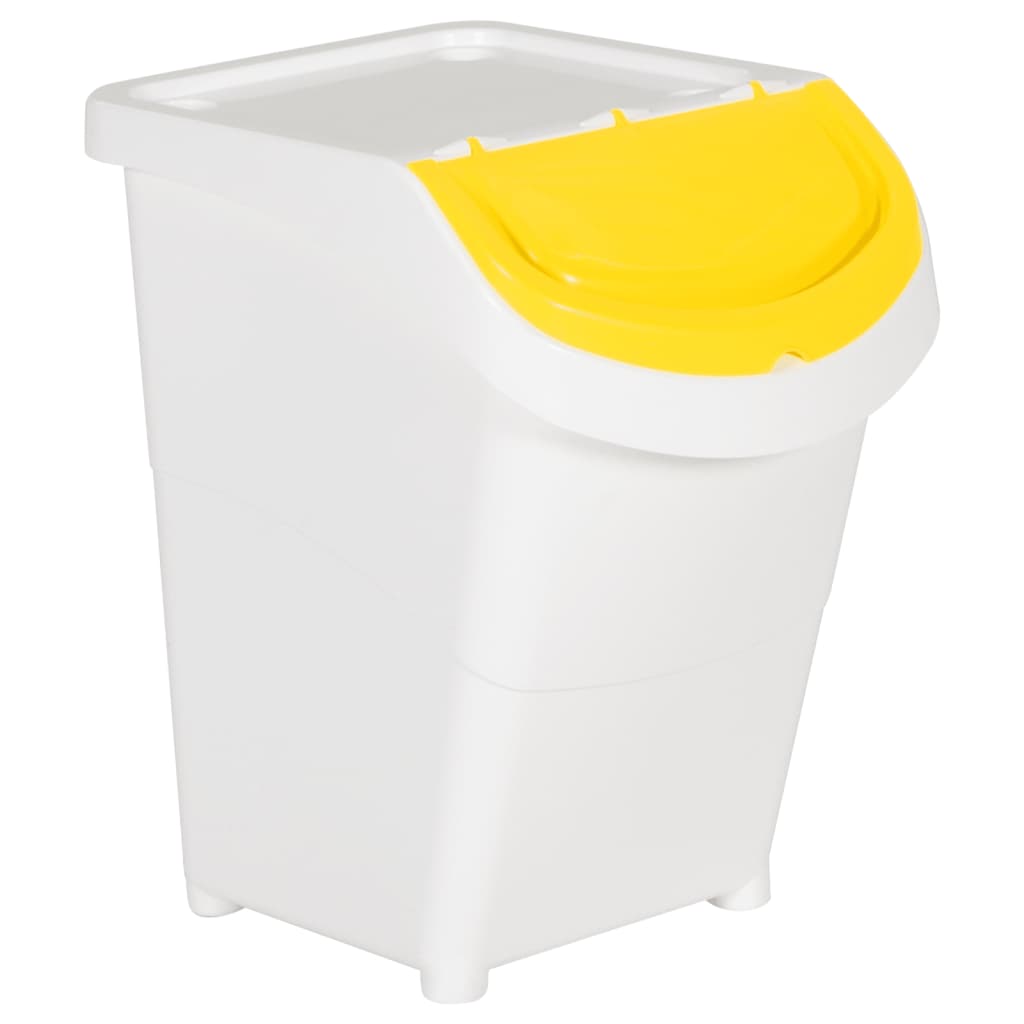 Bacs de déchets vidaxl avec couvercles empilables 3 ST pp 120 l blanc
