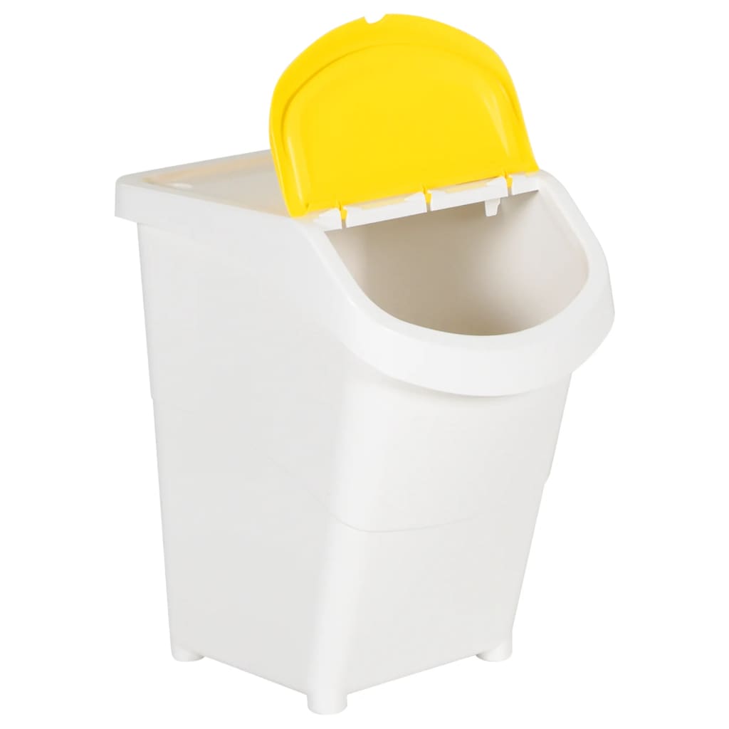 Bacs de déchets vidaxl avec couvercles empilables 3 ST pp 120 l blanc