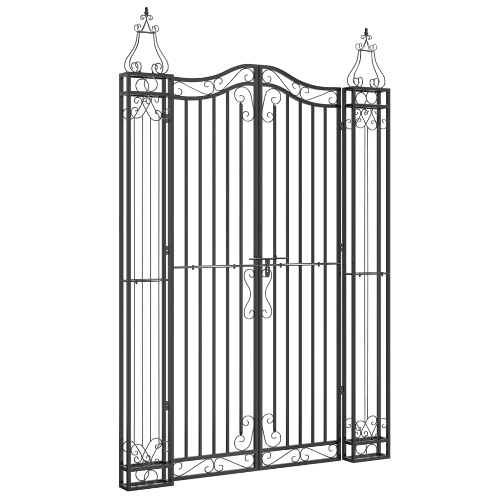 Vidaxl poort 121x8x180 cm en fer forgé noir