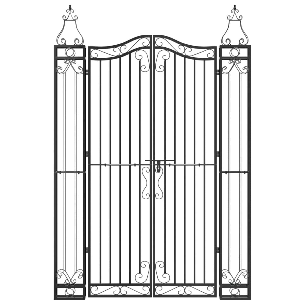 Vidaxl poort 121x8x180 cm en fer forgé noir