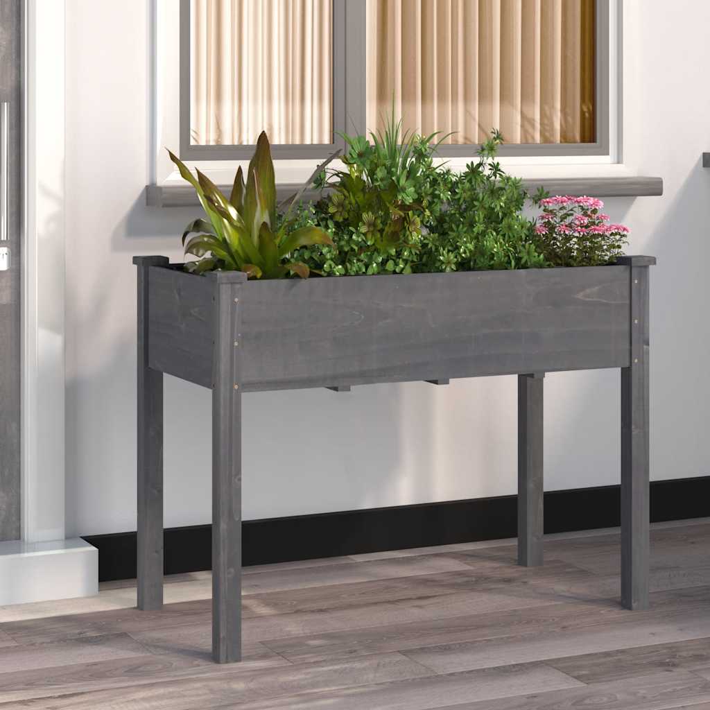 Vidaxx jardinière avec doublure 118x59x76 cm bois de pin massif gris