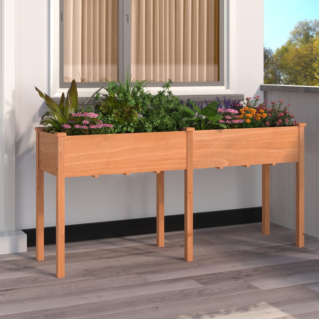 Planteur vidaxl avec doublure 161x45x76 cm en pin massif brun