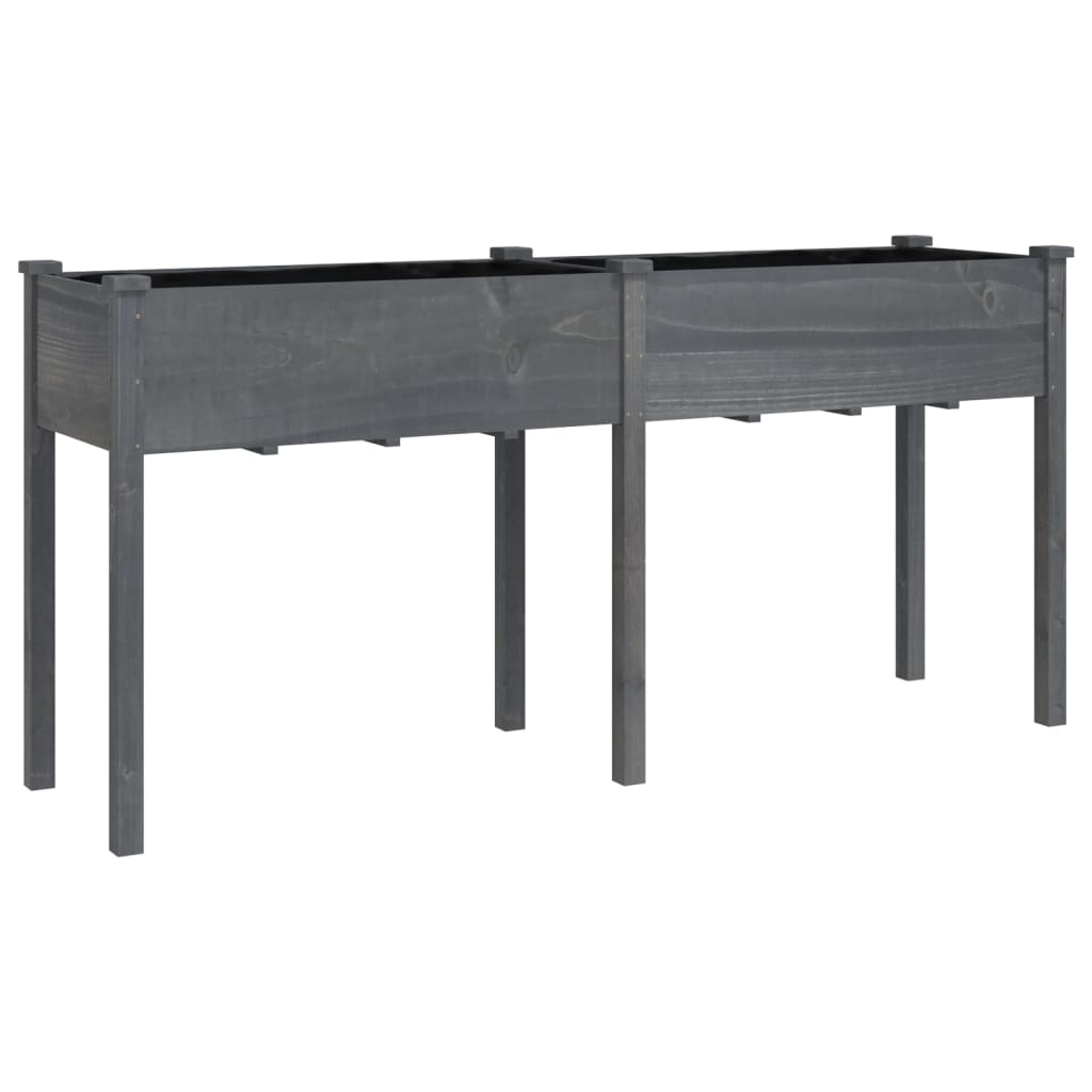 Vidaxx jardinière avec doublure 161x45x76 cm bois de pin massif gris