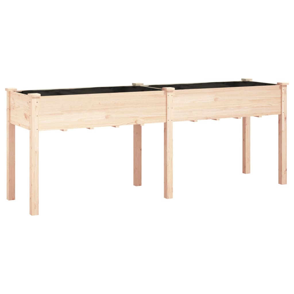 Jardinière Vidaxl avec doublure 203x53x76 cm de bois solide solide